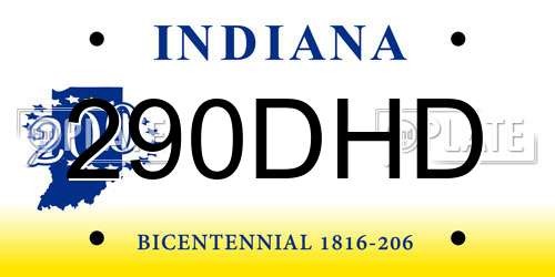 290DHD Indiana License Plate