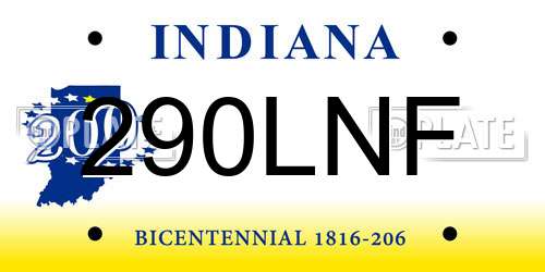 290LNF Indiana License Plate