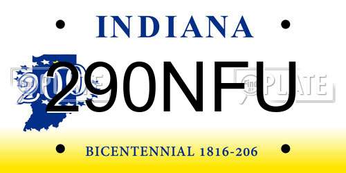 290NFU Indiana License Plate