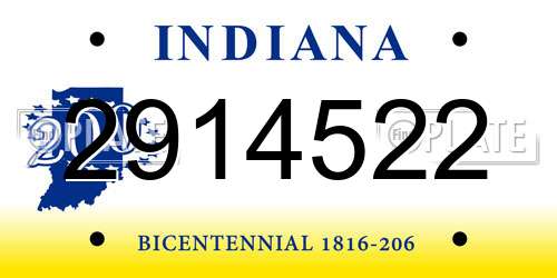 2914522 Indiana License Plate