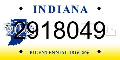 2918049 Indiana License Plate