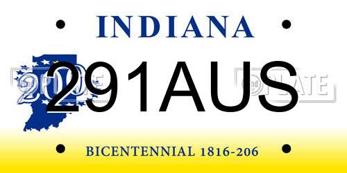291AUS Indiana License Plate