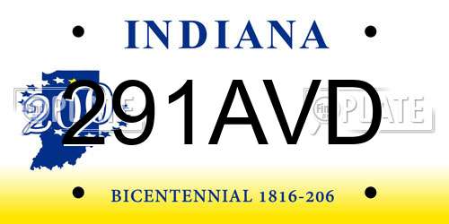 291AVD Indiana License Plate