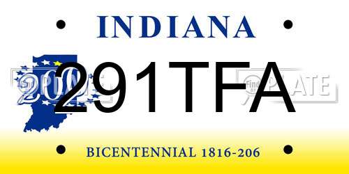 291TFA Indiana License Plate