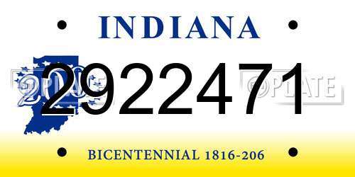 2922471 Indiana License Plate