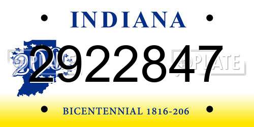 2922847 Indiana License Plate