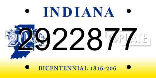 2922877 Indiana License Plate