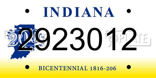 2923012 Indiana License Plate