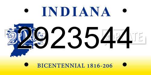 2923544 Indiana License Plate