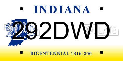 292DWD Indiana License Plate