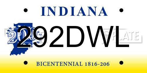292DWL Indiana License Plate