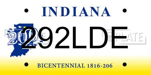 292LDE Indiana License Plate