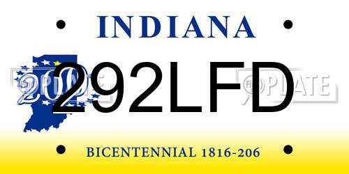 292LFD Indiana License Plate