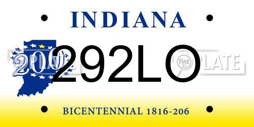 292LO Indiana License Plate