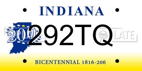 292TQ Indiana License Plate