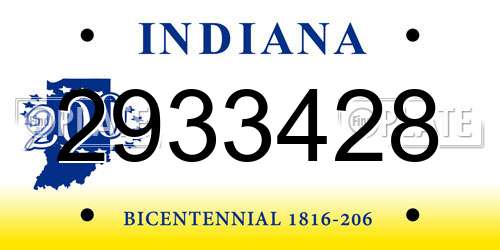2933428 Indiana License Plate