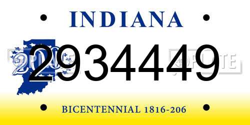 2934449 Indiana License Plate