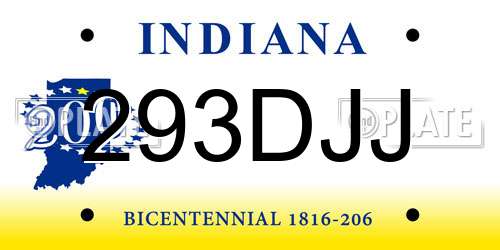 293DJJ Indiana License Plate