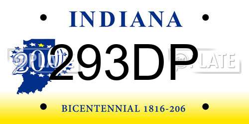293DP Indiana License Plate