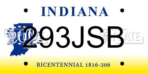 293JSB Indiana License Plate