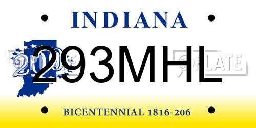 293MHL Indiana License Plate