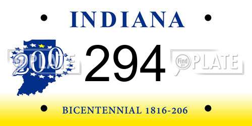 294 Indiana License Plate