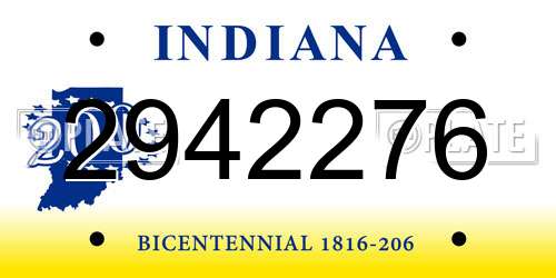 2942276 Indiana License Plate