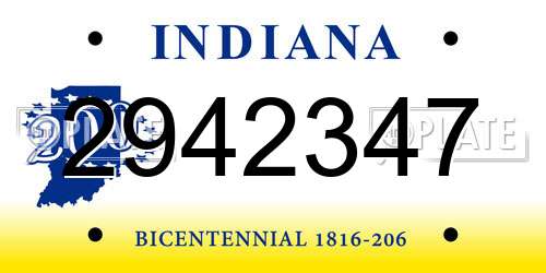 2942347 Indiana License Plate