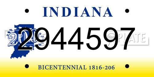 2944597 Indiana License Plate