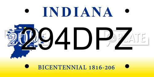 294DPZ Indiana License Plate