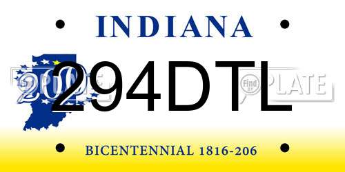 294DTL Indiana License Plate