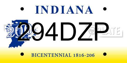 294DZP Indiana License Plate