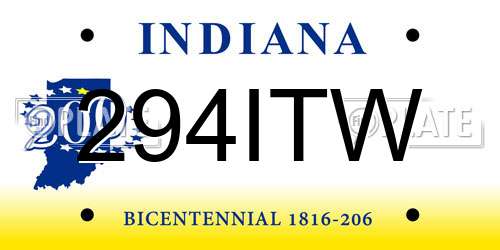294ITW Indiana License Plate