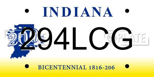 294LCG Indiana License Plate
