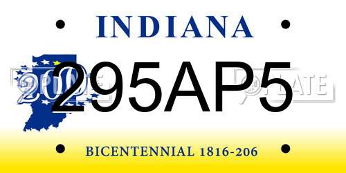 295AP5 Indiana License Plate