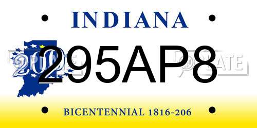 295AP8 Indiana License Plate