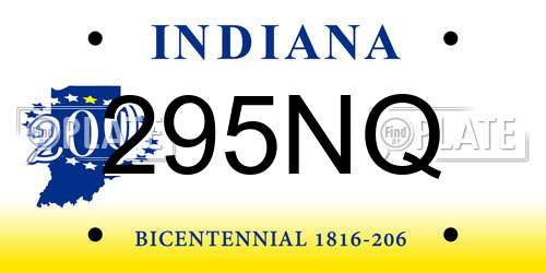 295NQ Indiana License Plate