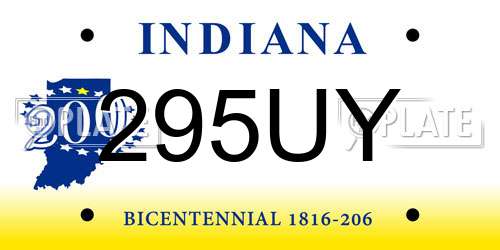 295UY Indiana License Plate