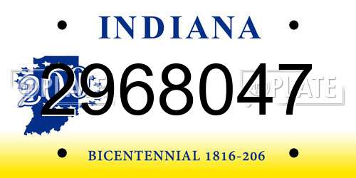 2968047 Indiana License Plate