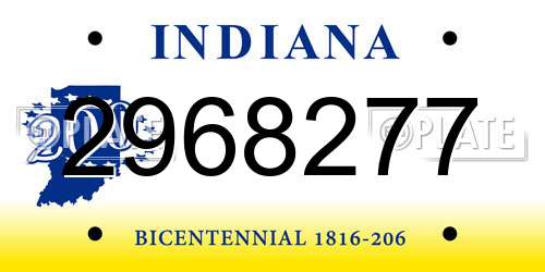 2968277 Indiana License Plate