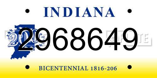 2968649 Indiana License Plate