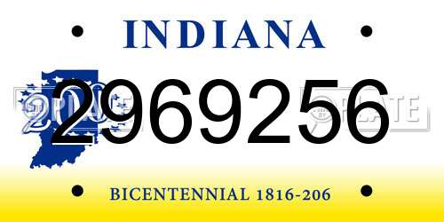2969256 Indiana License Plate