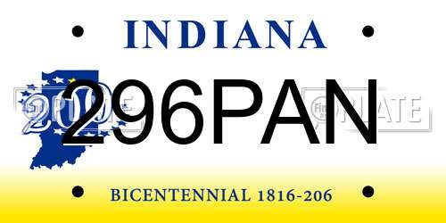 296PAN Indiana License Plate