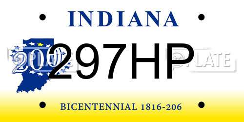 297HP Indiana License Plate
