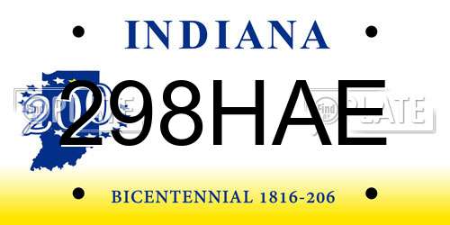 298HAE Indiana License Plate