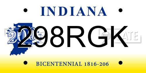 298RGK Indiana License Plate