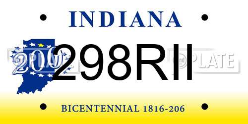 298RII Indiana License Plate