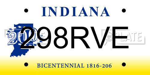 298RVE Indiana License Plate