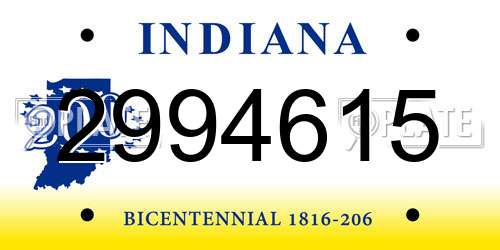 2994615 Indiana License Plate