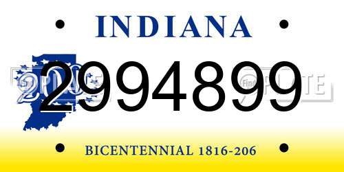 2994899 Indiana License Plate